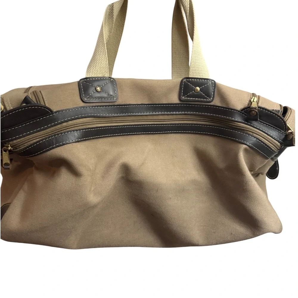 Vintage Eddie Bauer Ford Canvas Leather Weekender Duffel Travel Bag‎ Promo